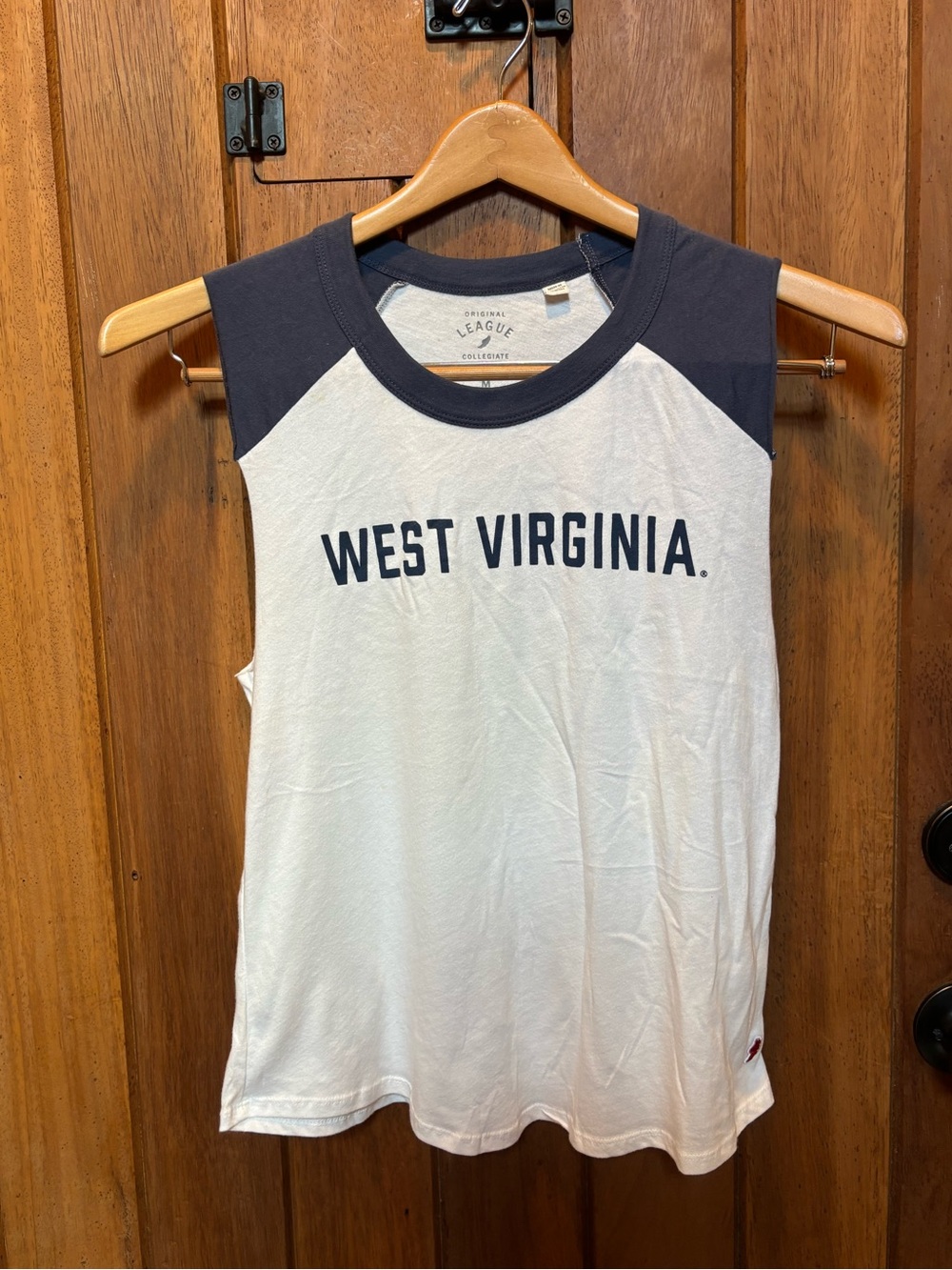 Collegiate West Virginia Sleeveless Raglan Top - White & Navy